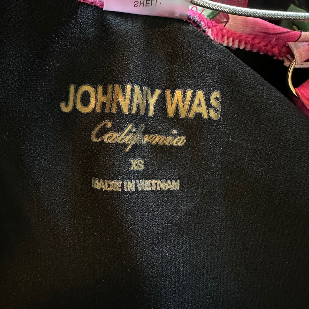 Johnny Was Blum Ruched One Piece Swimsuit Floral Black Pink CSW5824-N Mens XS - Picture 9 of 9
